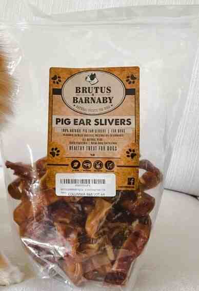 Brutus and Barnaby pig ear slivers for dogs